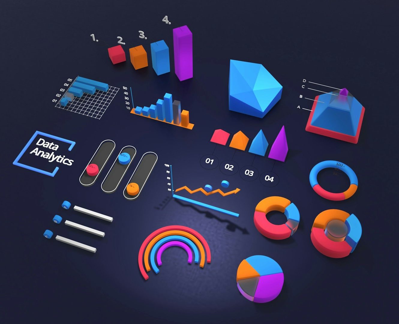 analysen Farbige Diagramme und Grafiken zur Datenanalyse auf dunklem Hintergrund für Firmennamen finden.